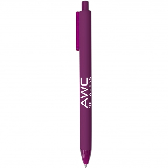 Purple - Soft Touch Rubberized Custom Ball Point Pen