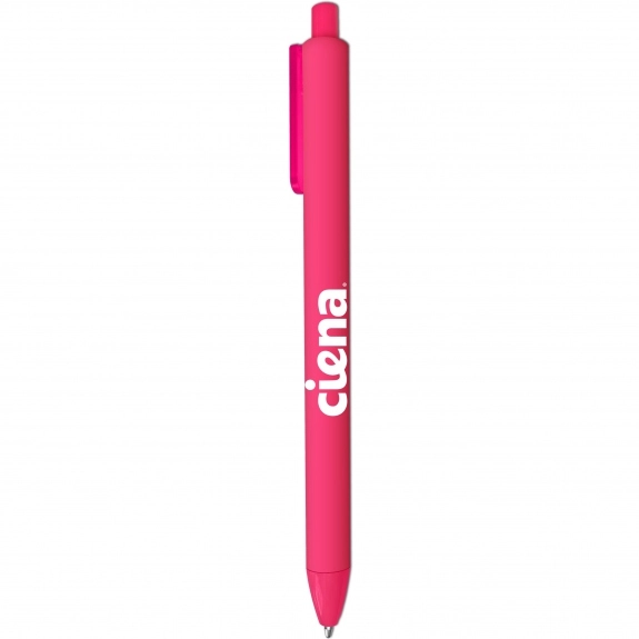 Pink - Soft Touch Rubberized Custom Ball Point Pen