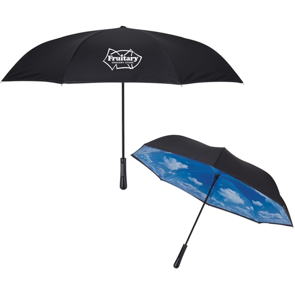 Black / Blue Arc Blue Skies Custom Inverted Umbrella - 48"
