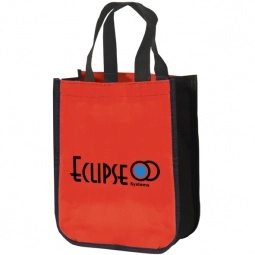 Red/Black Recycled Non-Woven Logo Tote Bag - 9.25"w x 11.75"h x 4.5"d