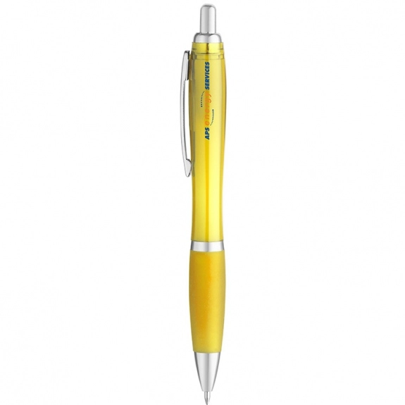 Yellow Curvaceous Translucent Gel Ink Promotional Pen