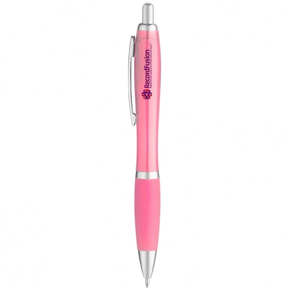 Pink Curvaceous Translucent Gel Ink Promotional Pen