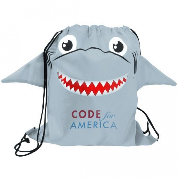 Gray Paws & Claws Promotional Drawstring Backpack - Shark