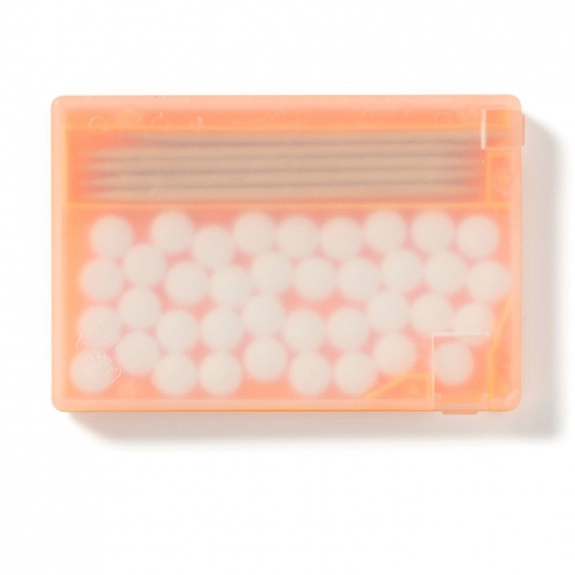 Trans. Orange Custom Mints and Toothpick Dispenser - Business Card