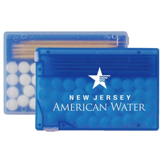 Trans. Blue Custom Mints and Toothpick Dispenser - Business Card
