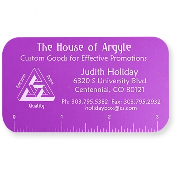 Purple Anodized Aluminum Logo Business Cards