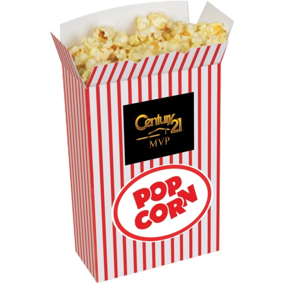 White Full Color Popcorn Box Custom Packaging - 4.38"w x 7"h x 2"d