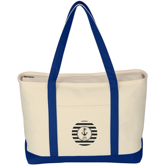 Royal Blue Large Heavy Cotton Canvas Custom Boat Tote Bag