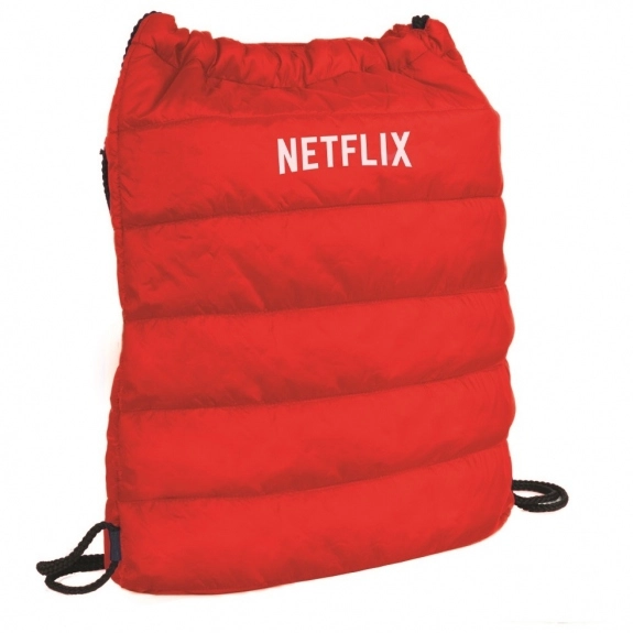 Red Costanza Quilted Custom Drawstring Backpack - 14.5"w x 16.5"h