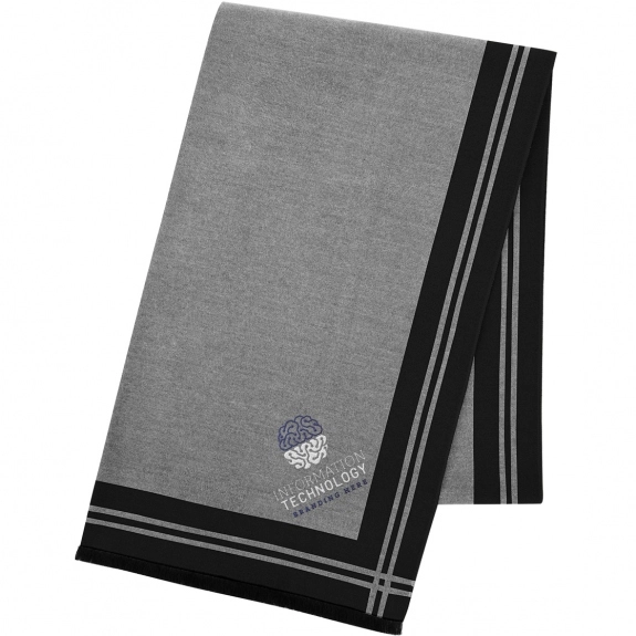 Black - Embroidered Two-Tone Promotional Scarf