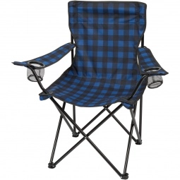 Royal Blue - Plaid Custom Folding Chair w/ Carrying Bag