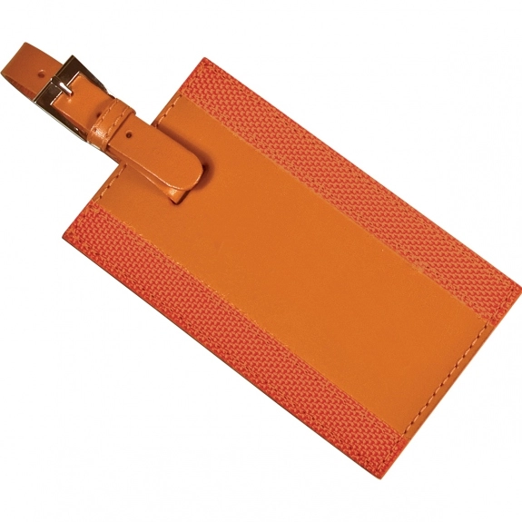 Orange LEEMAN NYC Majestic Leather Promotional Luggage Tag