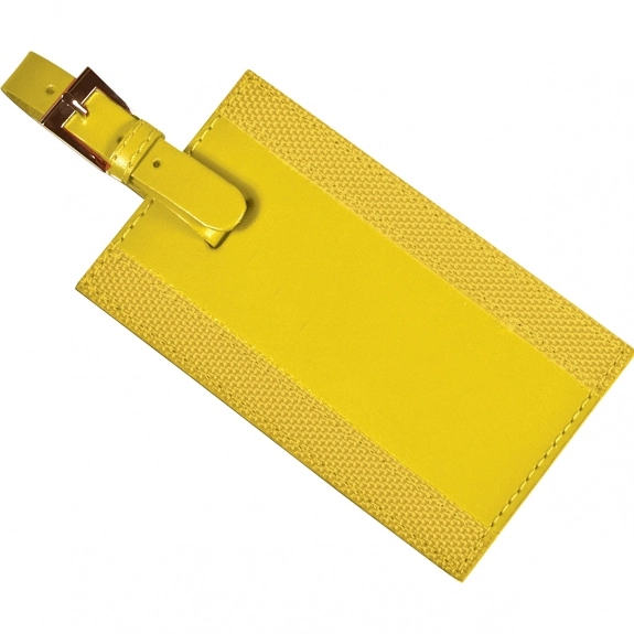 Yellow LEEMAN NYC Majestic Leather Promotional Luggage Tag