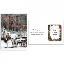 Full Color Happy Holidays Logo Greeting Card w/ Magnetic Photo Frame