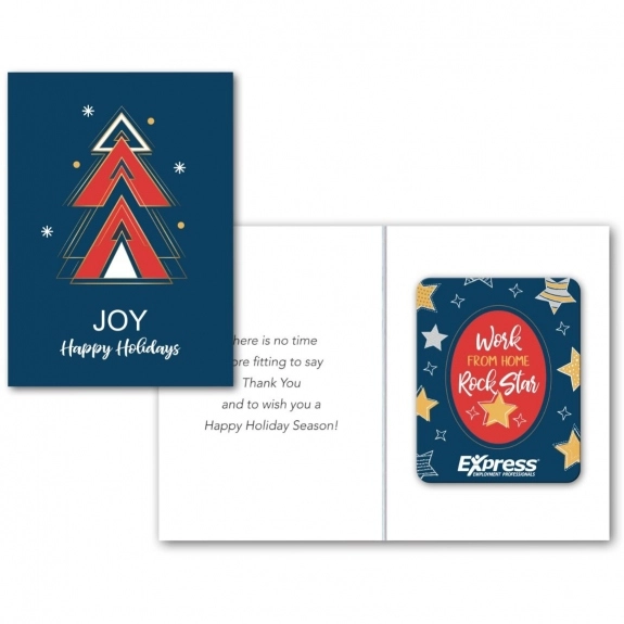 Full Color Happy Holidays Logo Greeting Card w/ Magnetic Photo Frame