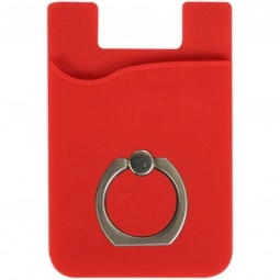 Red Silicone Custom Cell Phone Wallet w/ Ring