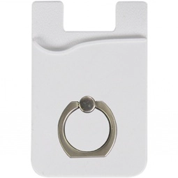 White Silicone Custom Cell Phone Wallet w/ Ring