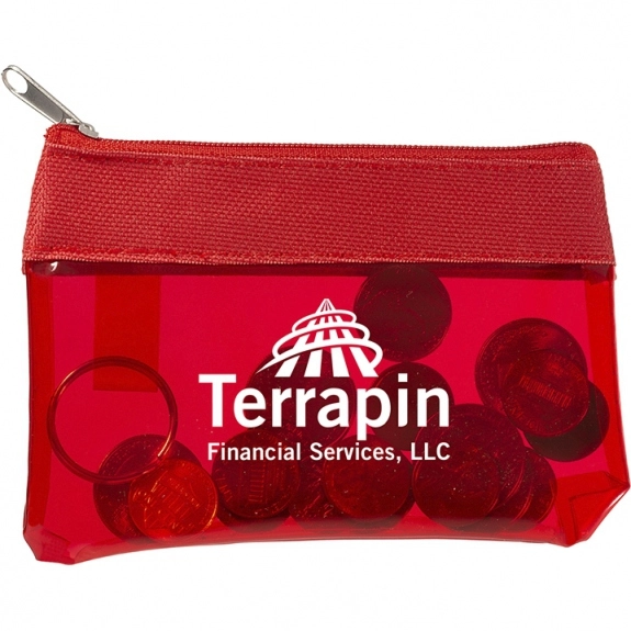 Translucent Red - Translucent Zippered Custom Coin Pouch
