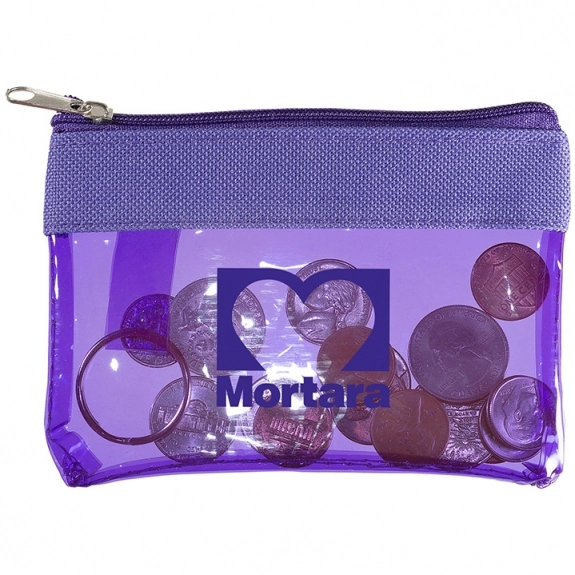 Translucent Purple - Translucent Zippered Custom Coin Pouch