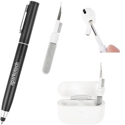 Metallic black - Custom Logo Stylus Pen with Earbud Cleaning Kit