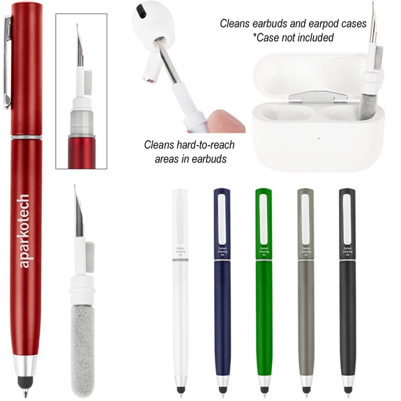 Custom Logo Stylus Pen with Earbud Cleaning Kit