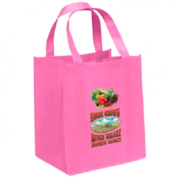 Bright Pink Full Color Big Thunder Promotional Grocery Tote