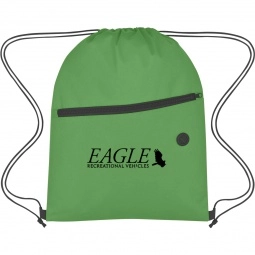 Lime Green Non-Woven Logo Drawstring Bag w/ Front Zipper