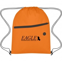 Orange Non-Woven Logo Drawstring Bag w/ Front Zipper