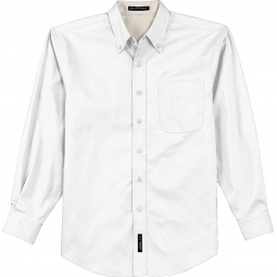 White/Light Stone Port Authority Long Sleeve Easy Care Custom Shirt - Men's