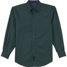 Dark Green/Navy Port Authority Long Sleeve Easy Care Custom Shirt - Men's -