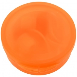 Translucent Orange Mini Promotional Earbuds in Round Travel Case