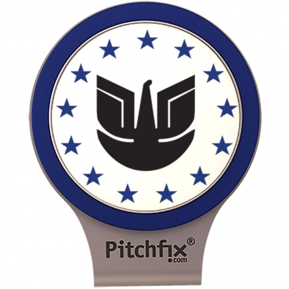 Blue Pitchfix Custom Golf Ball Marker w/ Hat Clip