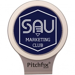 White Pitchfix Custom Golf Ball Marker w/ Hat Clip