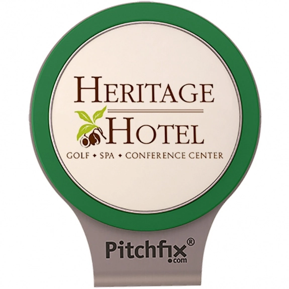 Green Pitchfix Custom Golf Ball Marker w/ Hat Clip