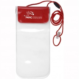 Red - Waterproof Promotional Cell Phone Pouch w/ Breakaway Lanyard