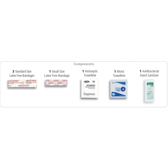Contents 8-Piece Hand Sanitizer Promotional First Aid Kit