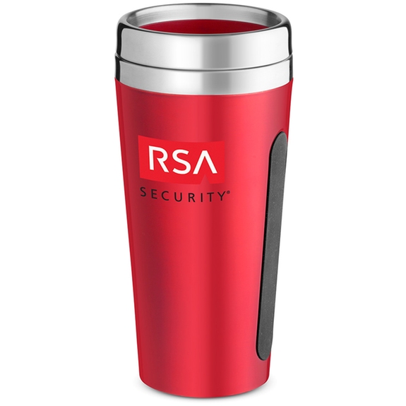 Red Stainless Steel Custom Tumbler w/ Silicone Grip - 15 oz.