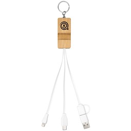 Bamboo Branded Phone Holder Keychain w/ Charging Cables