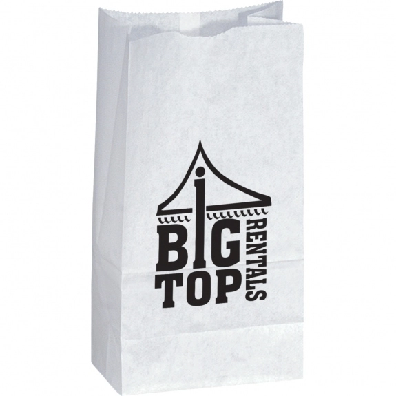 White Promotional Logo Popcorn Bag - 4.75"w x 8.75"h x 3"d