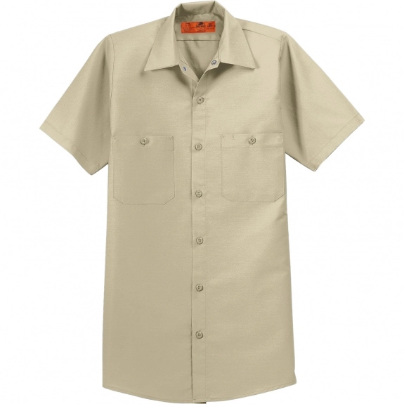Light Tan Short Sleeve Industrial Custom Work Shirt - Men's