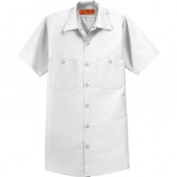 White Short Sleeve Industrial Custom Work Shirt - Men's