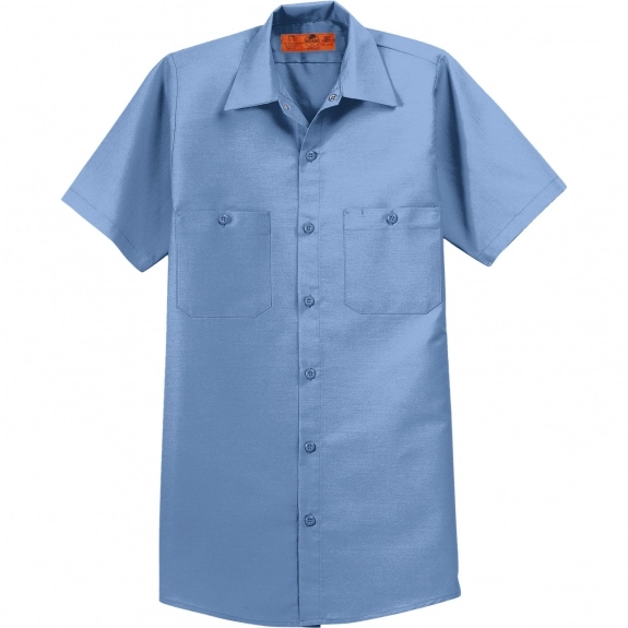 Petrol Blue Short Sleeve Industrial Custom Work Shirt - Men's