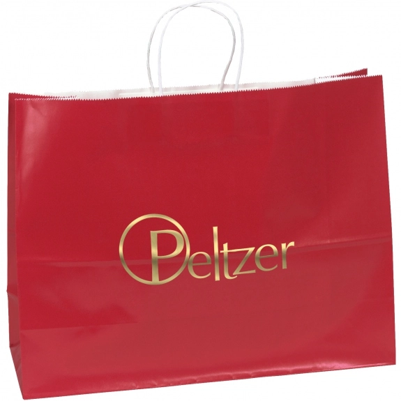 Red Gloss Finish Custom Bag w/ Twisted Paper Handles