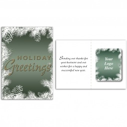 Full Color Holiday Greetings Logo Greeting Card w/ Magnetic Photo Frame