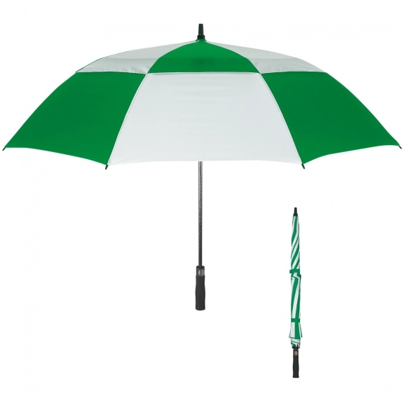 White/Green Vented Promotional Golf Umbrella - 58"