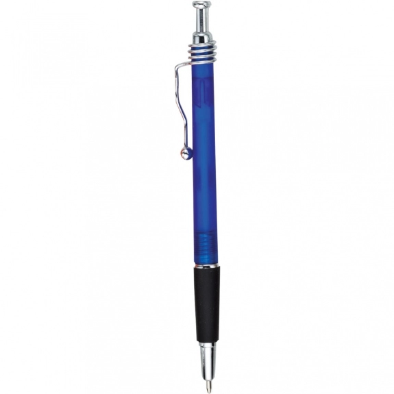 Translucent Dark Blue Squiggle Clip Custom Imprinted Pen