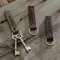In Use - Traverse Leather Riveted Custom Keychain