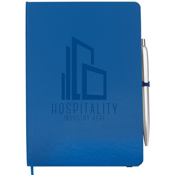 Blue - Leatherette Premium Custom Journal w/ Click Pen
