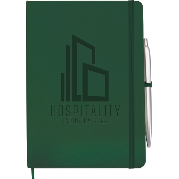 Dark Green - Leatherette Premium Custom Journal w/ Click Pen
