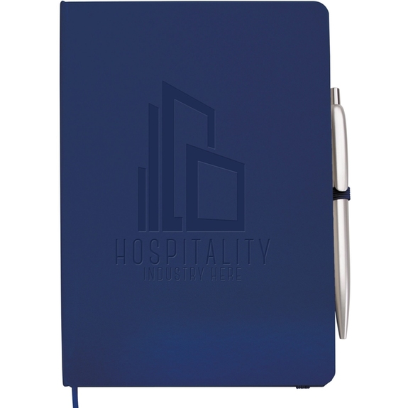 Navy - Leatherette Premium Custom Journal w/ Click Pen